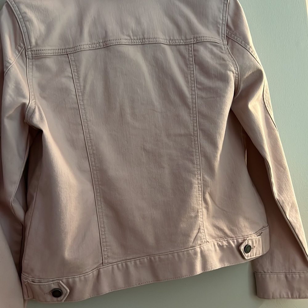 MARKET AND SPRUCE Camila Boyfriend Denim Jacket Solid Print Blush Unlined Lg - Picture 14 of 17